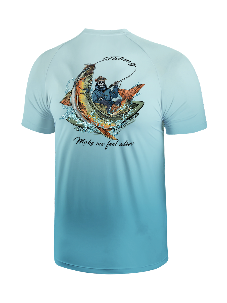 Fishing Make Me Feel Alive Gradient Fishing Tee