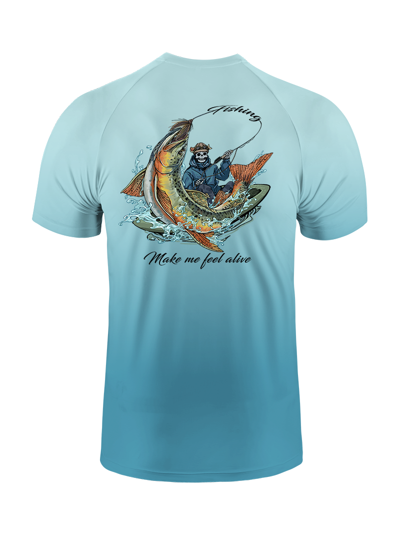 Fishing Make Me Feel Alive Gradient Fishing Tee