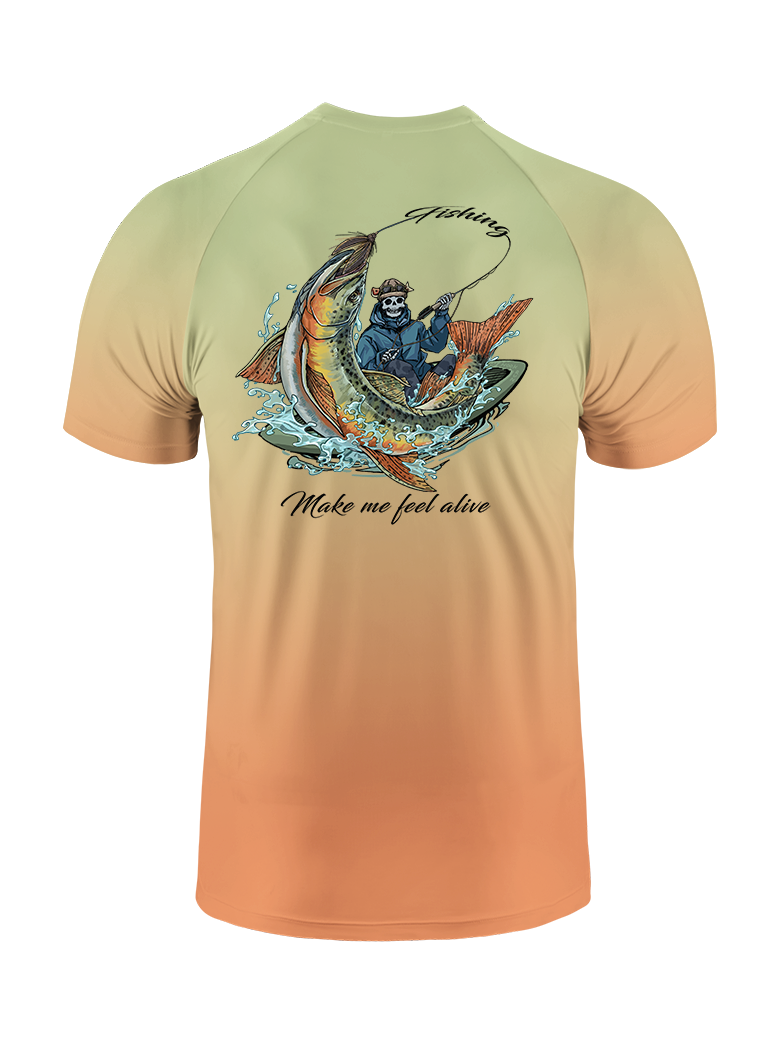 Fishing Make Me Feel Alive Gradient Fishing Tee