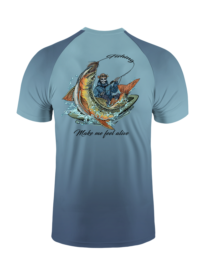 Fishing Make Me Feel Alive Gradient Fishing Tee
