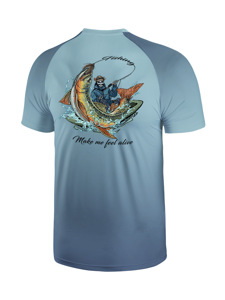 Fishing Make Me Feel Alive Gradient Fishing Tee