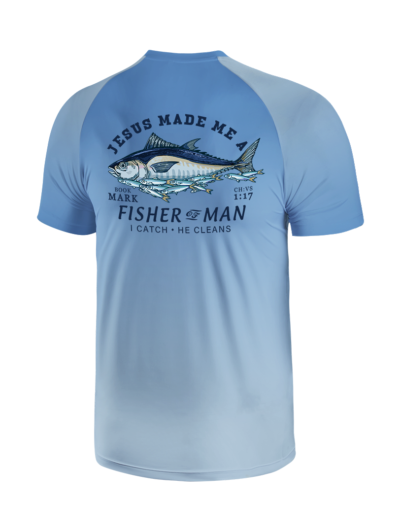 Matthew 4:19 God's Capture Gradient Fishing Tee