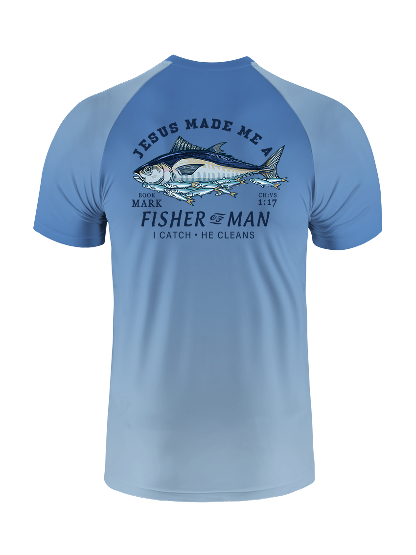 Matthew 4:19 God's Capture Gradient Fishing Tee