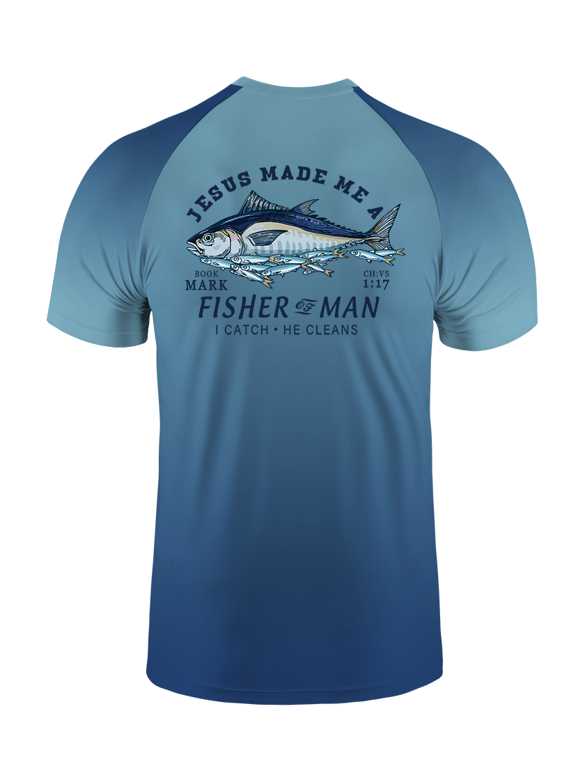 Matthew 4:19 God's Capture Gradient Fishing Tee