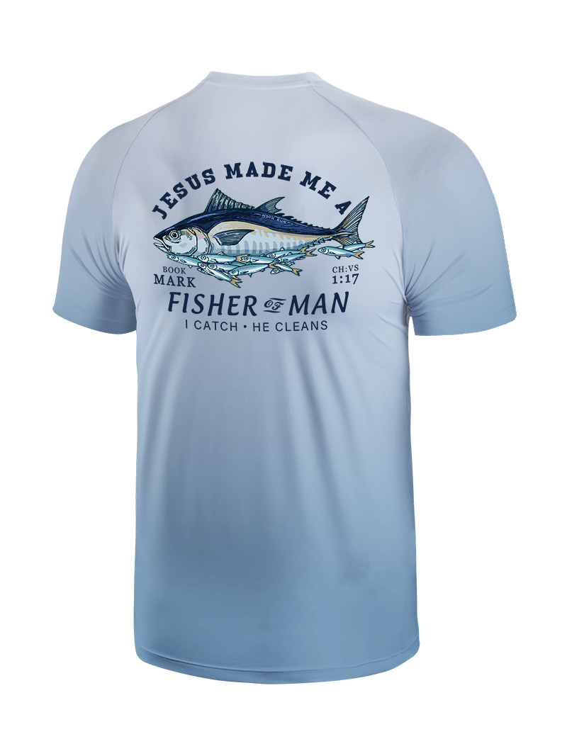 Matthew 4:19 God's Capture Gradient Fishing Tee
