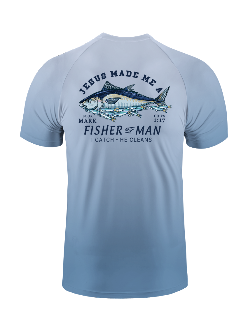 Matthew 4:19 God's Capture Gradient Fishing Tee