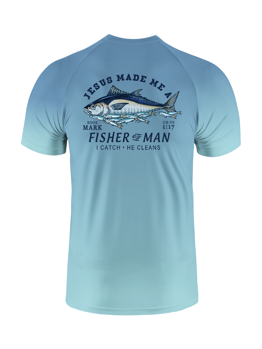 Matthew 4:19 God's Capture Gradient Fishing Tee