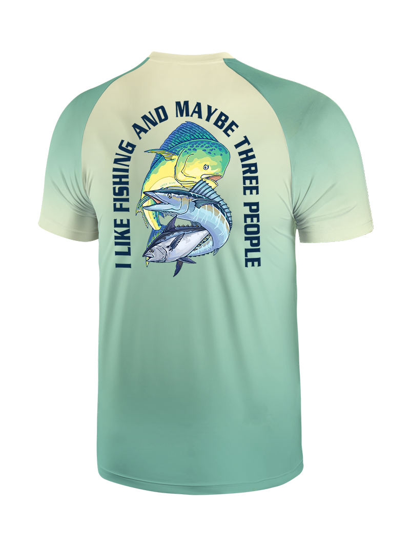 I Like Fishing And Maybe 3 People Gradient Fishing Tee