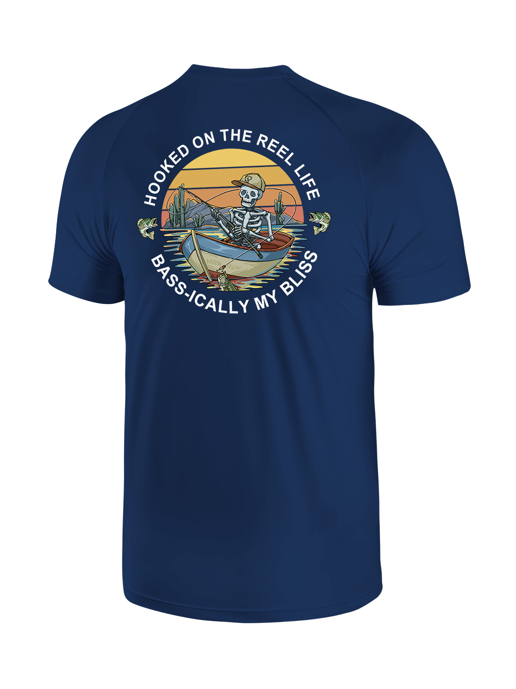 Skeleton Fishing Humor UPF Tee