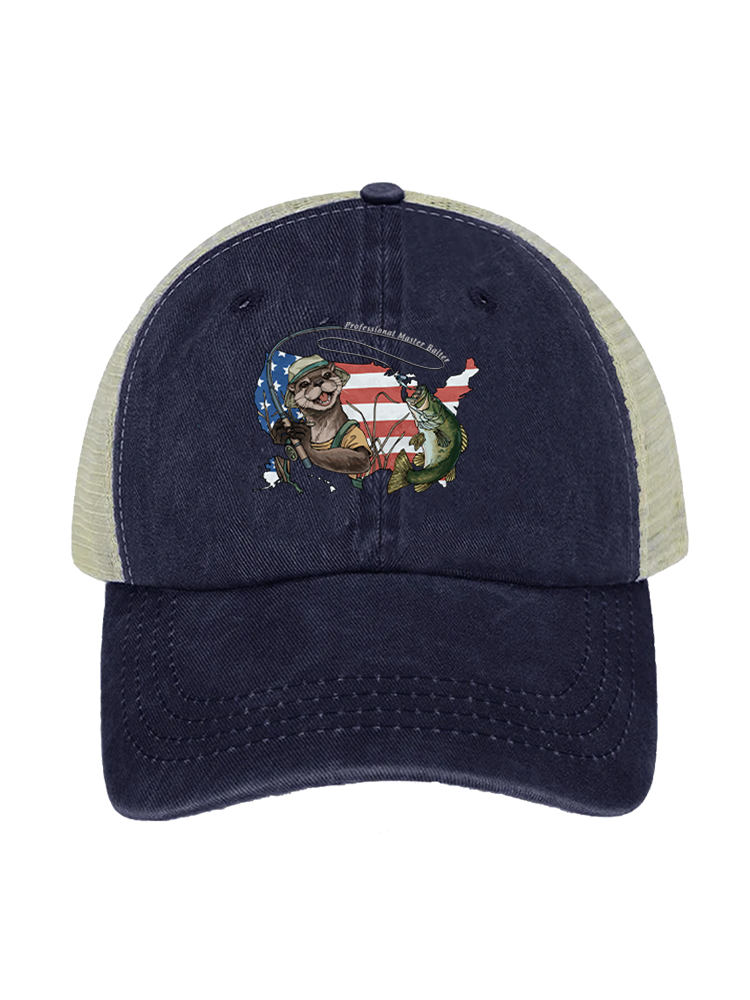 Otter vs Bass Unisex Vintage Washed Meshback Hat