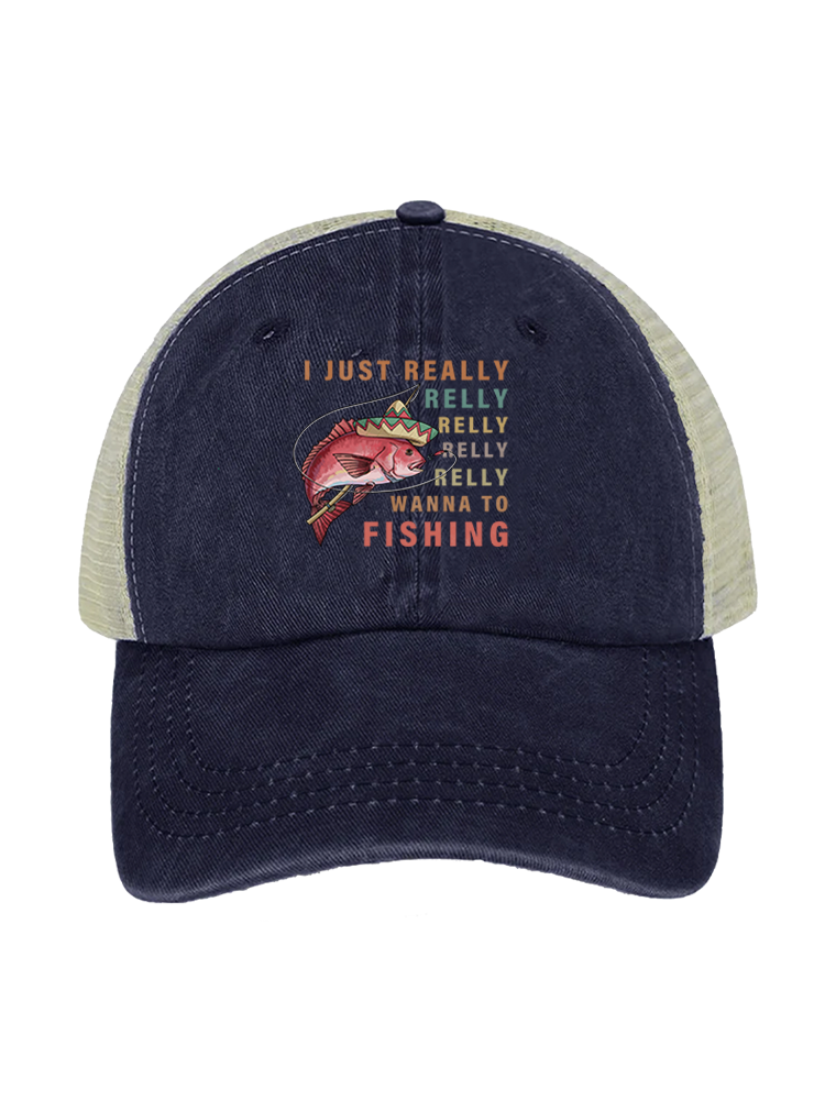 Red Snapper Fiesta Unisex Vintage Washed Meshback Hat
