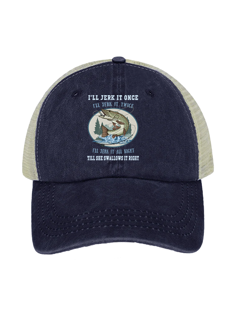 Muskie Madness Jerk and Reel Unisex Vintage Washed Meshback Hat