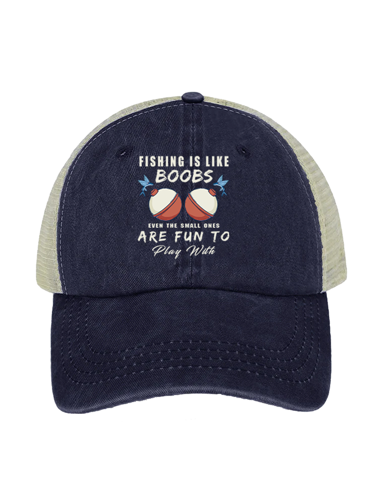 Fishing is Like Boobs Unisex Vintage Washed Meshback Hat