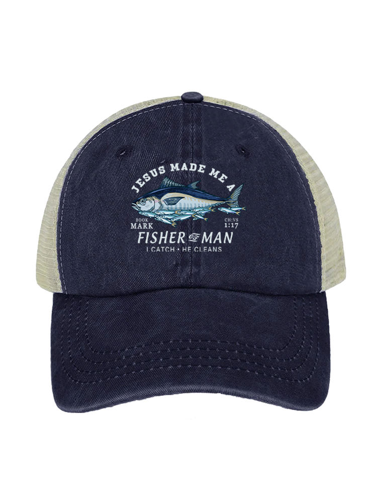 Matthew 4:19 God's Capture Unisex Vintage Washed Meshback Hat