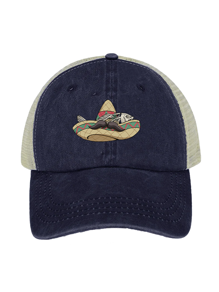 Red Snapper Fiesta Unisex Vintage Washed Meshback Hat