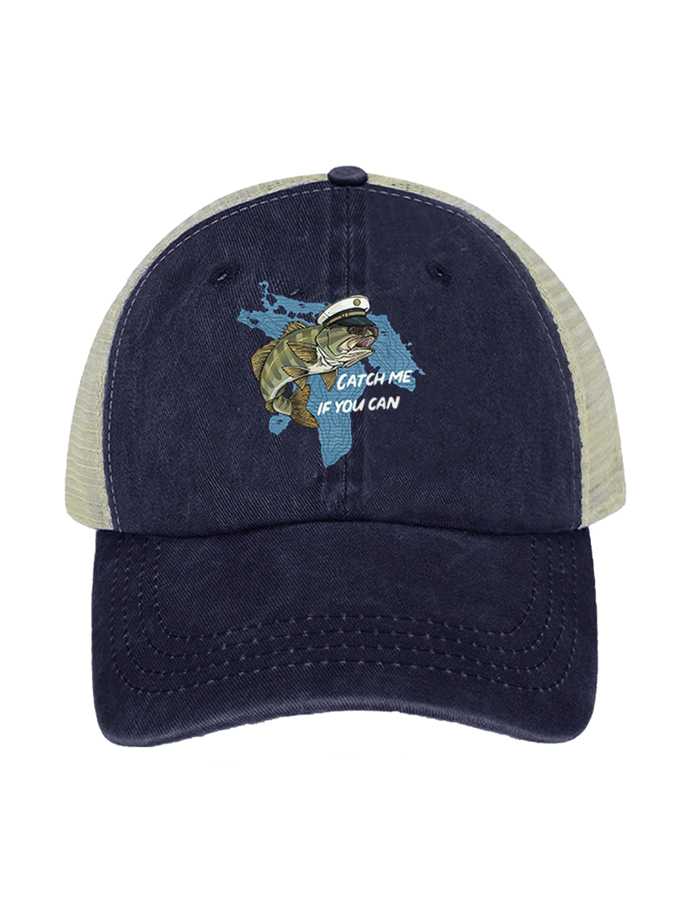 Catch Me If You Can Unisex Vintage Washed Meshback Hat