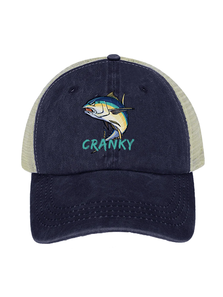 Ocean's Feisty Cranky Tuna Unisex Vintage Washed Meshback Hat