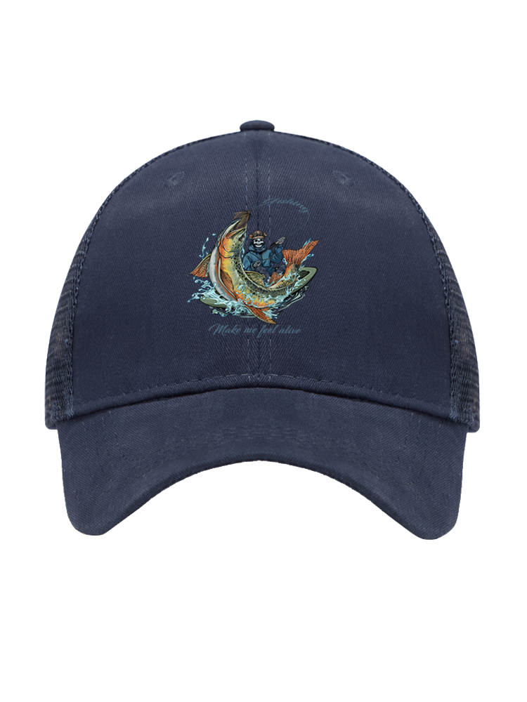 Fishing Make Me Feel Alive Mesh Velcro Hat