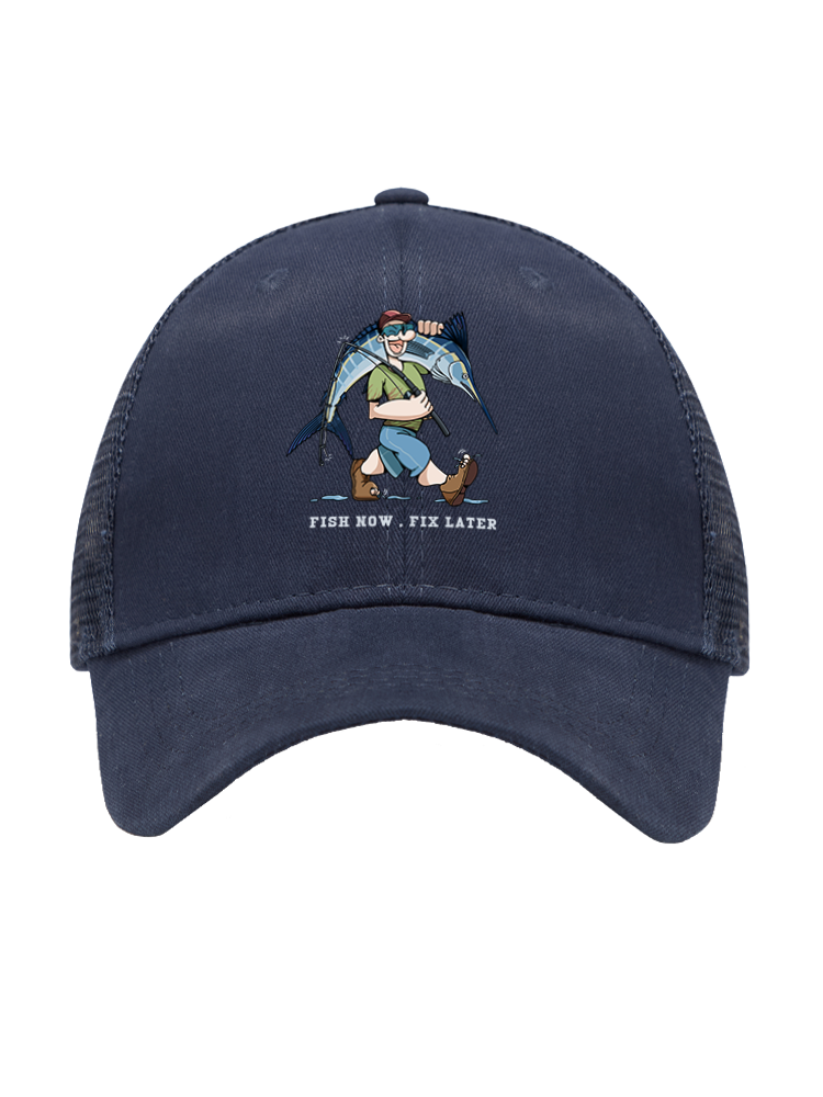 Fishing is the First Rule Mesh Velcro Hat