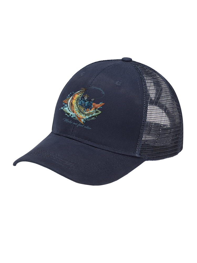 Fishing Make Me Feel Alive Mesh Velcro Hat