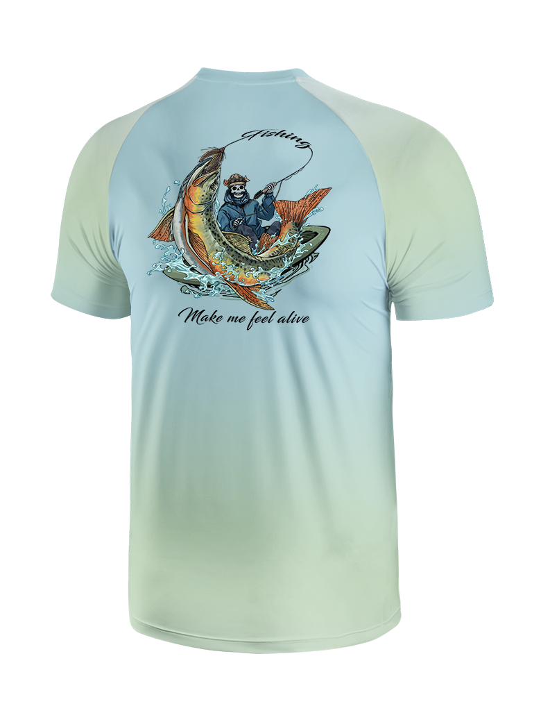 Fishing Make Me Feel Alive Gradient Fishing Tee