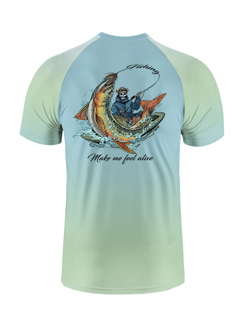 Fishing Make Me Feel Alive Gradient Fishing Tee