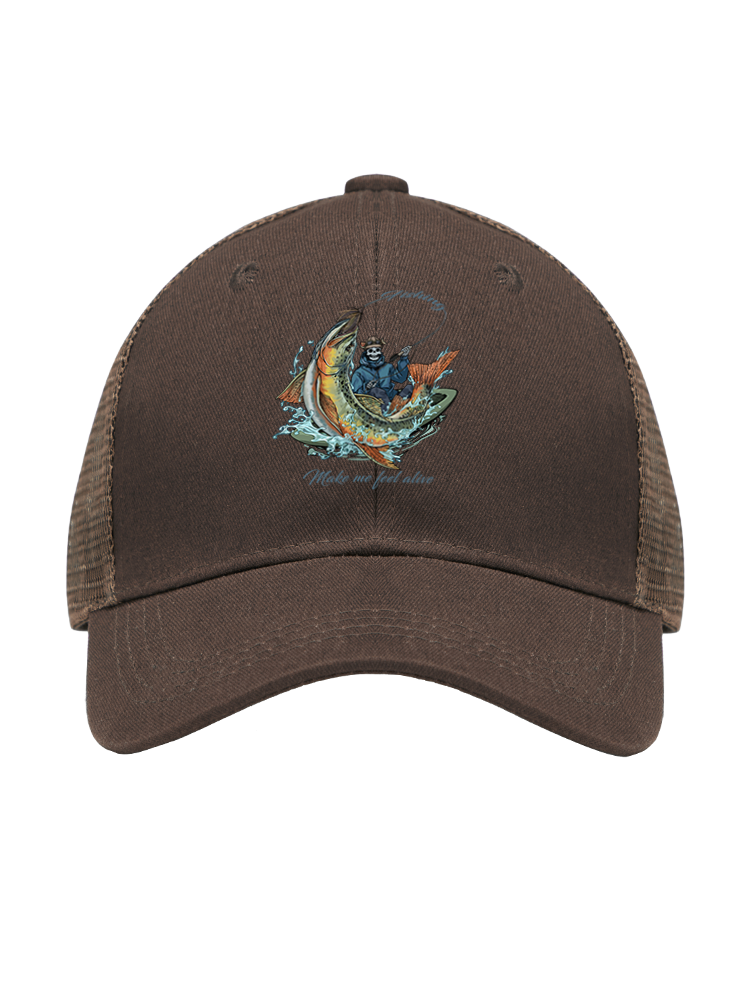 Fishing Make Me Feel Alive Mesh Velcro Hat