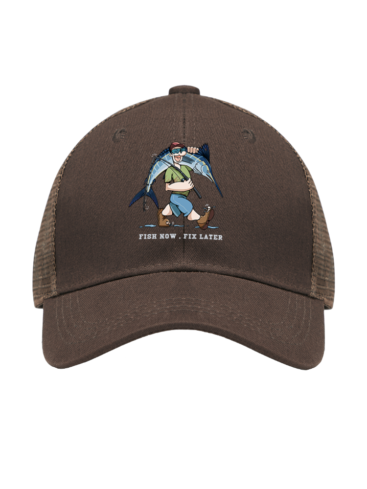 Fishing is the First Rule Mesh Velcro Hat