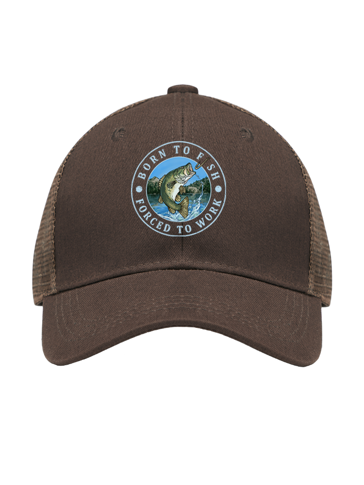 Born to Fish Mesh Velcro Hat