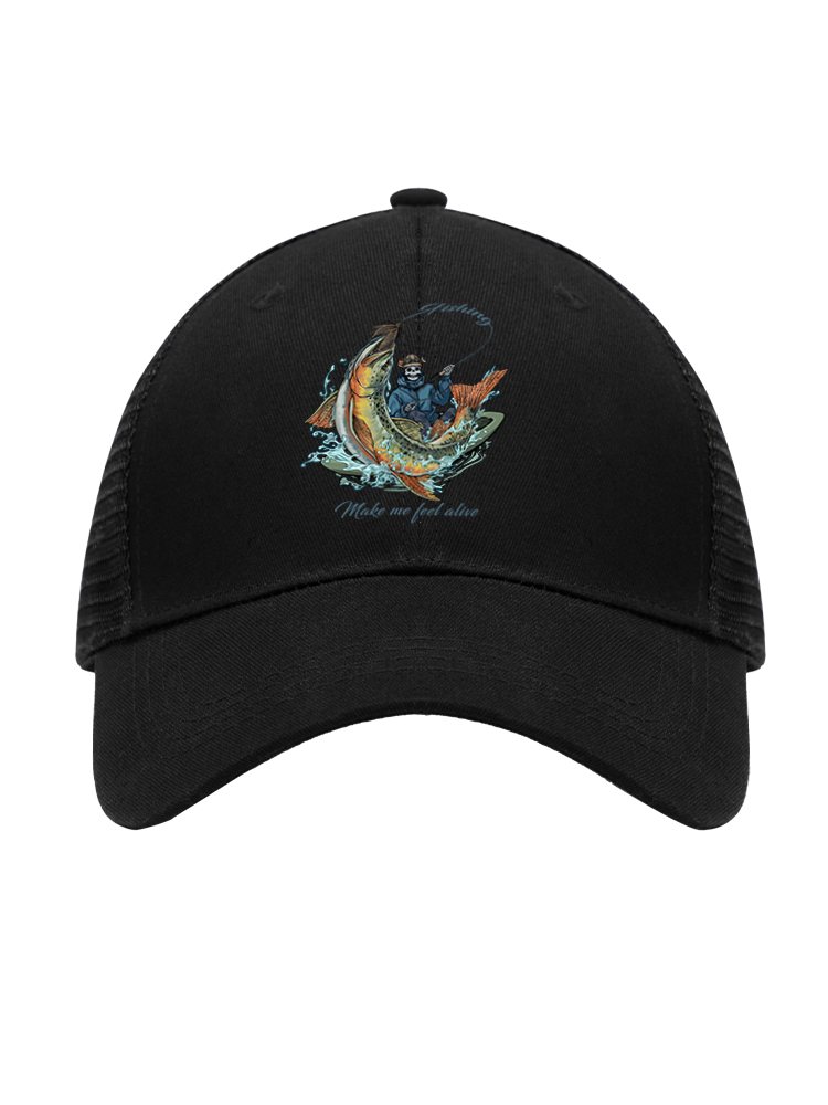Fishing Make Me Feel Alive Mesh Velcro Hat
