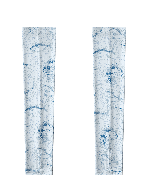 Saltwater Fish and Contour Map Minimalist Full Print Sun Protection Arm Sleeves