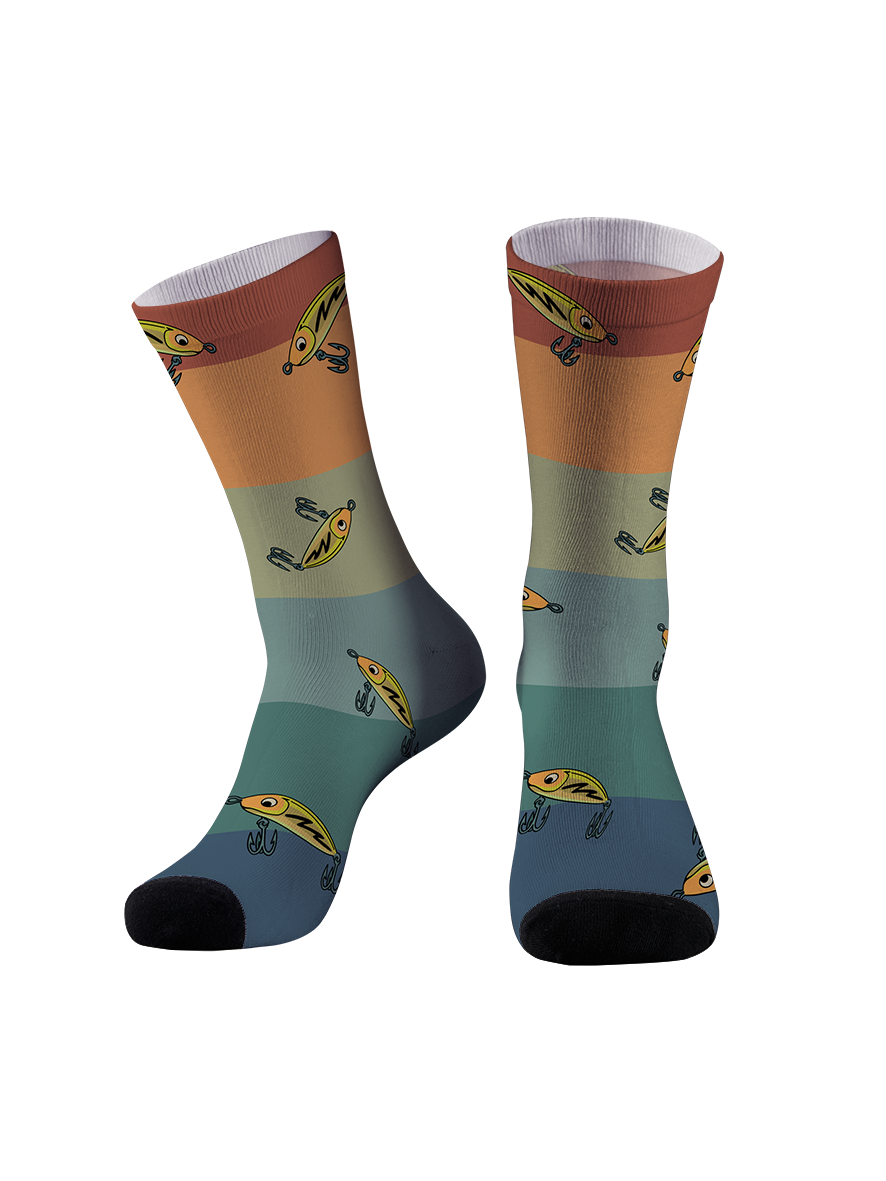 Hooked on a Day Off Full Print Fishing Socks
