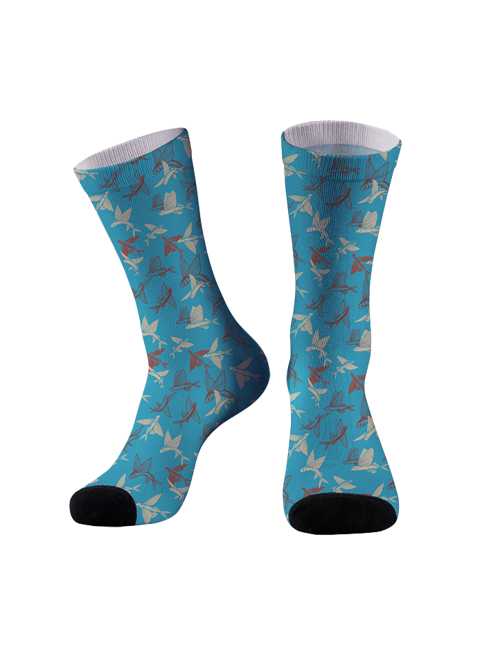 Ocean Breeze Flying Fish Full Print Fishing Socks