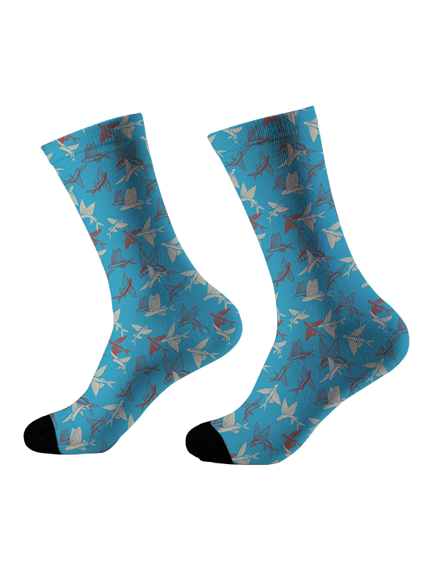 Ocean Breeze Flying Fish Full Print Fishing Socks