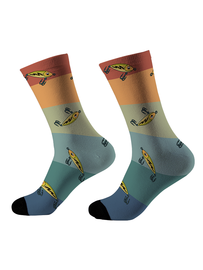 Hooked on a Day Off Full Print Fishing Socks