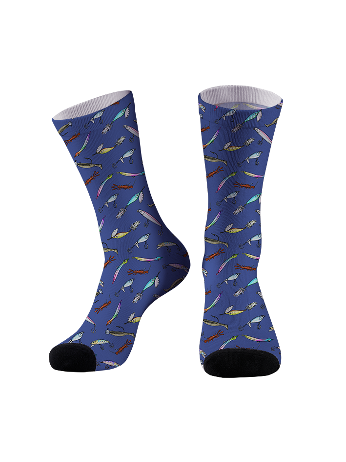 Tough Bait Decisions Full Print Fishing Socks