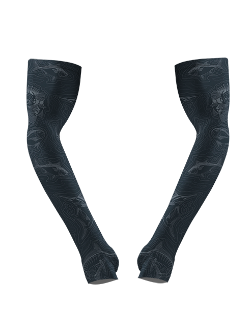 Saltwater Fish and Contour Map Minimalist Full Print Sun Protection Arm Sleeves