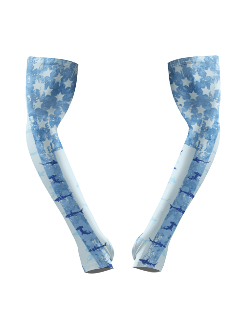 Patriotic Shark Silhouette Hawaiian Full Print Sun Protection Arm Sleeves