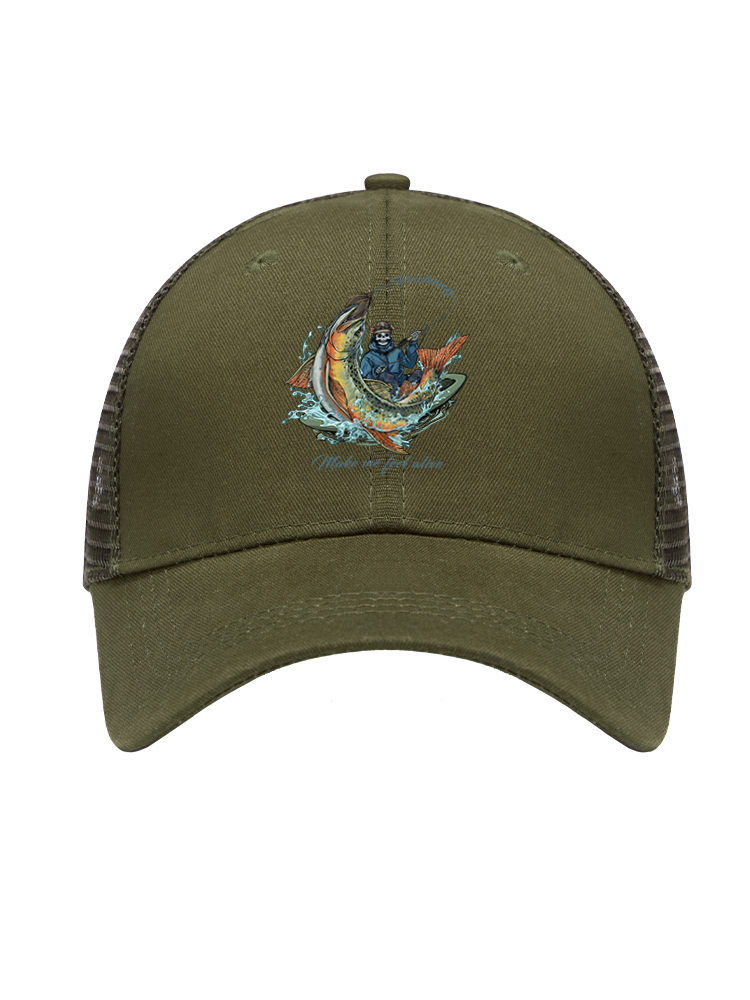 Fishing Make Me Feel Alive Mesh Velcro Hat