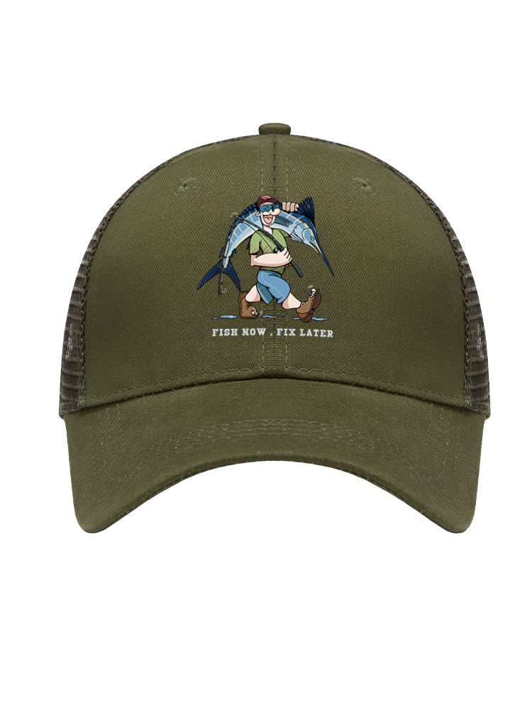 Fishing is the First Rule Mesh Velcro Hat