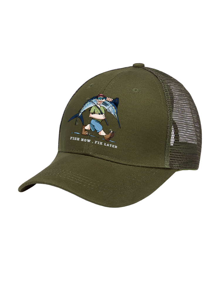 Fishing is the First Rule Mesh Velcro Hat