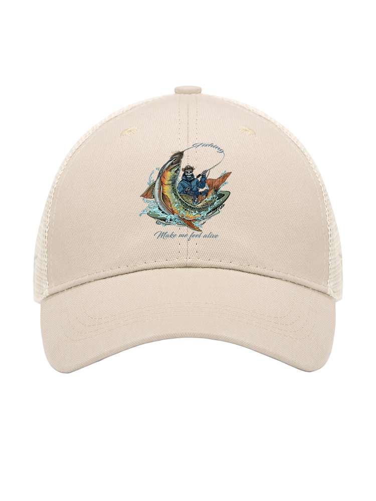 Fishing Make Me Feel Alive Mesh Velcro Hat