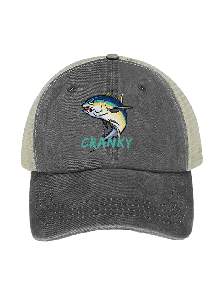 Ocean's Feisty Cranky Tuna Unisex Vintage Washed Meshback Hat
