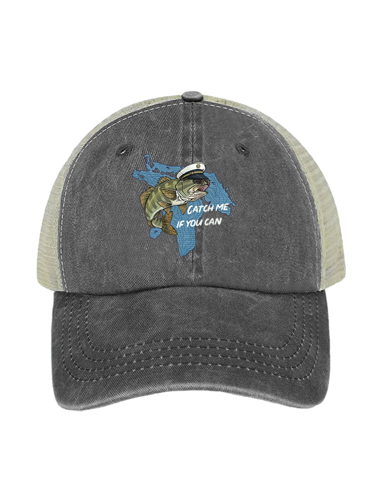 Catch Me If You Can Unisex Vintage Washed Meshback Hat