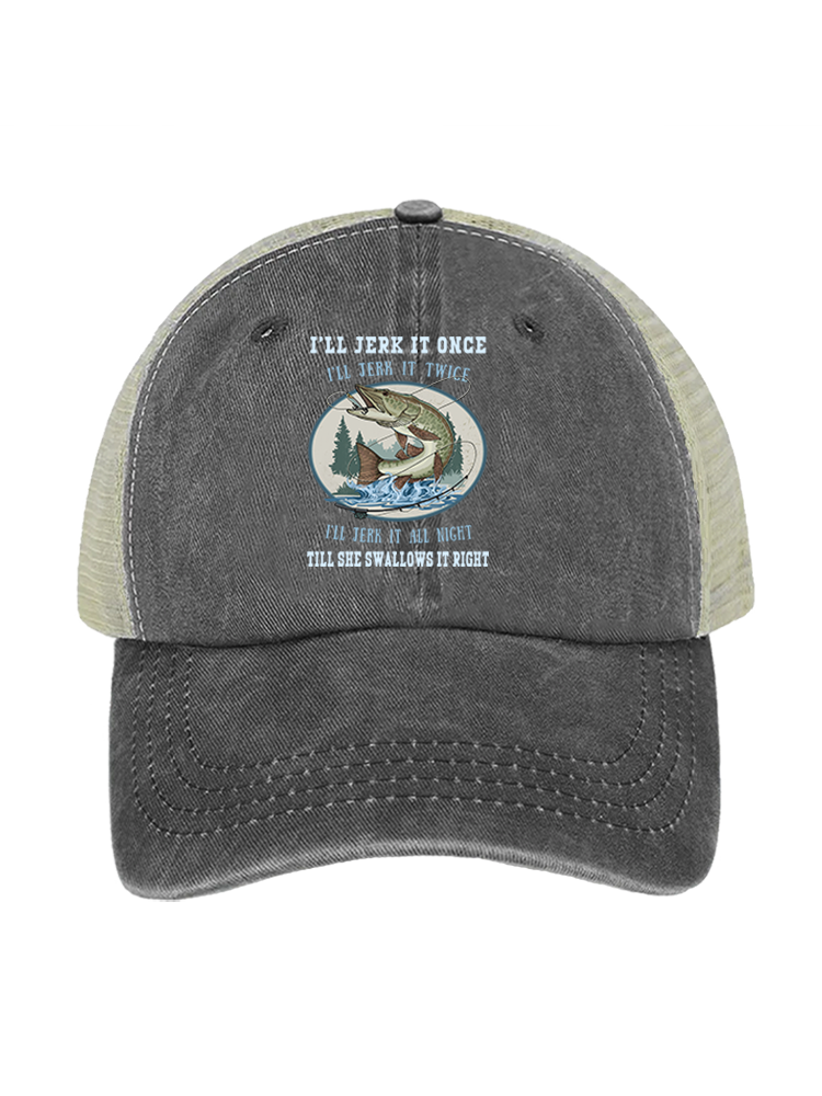 Muskie Madness Jerk and Reel Unisex Vintage Washed Meshback Hat