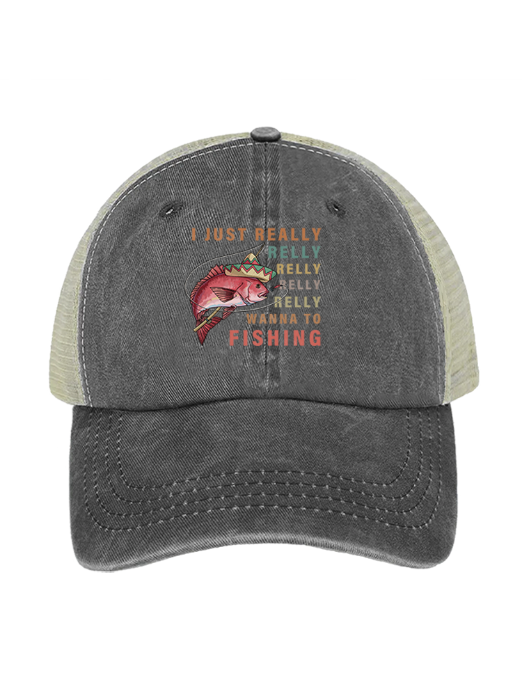 Red Snapper Fiesta Unisex Vintage Washed Meshback Hat