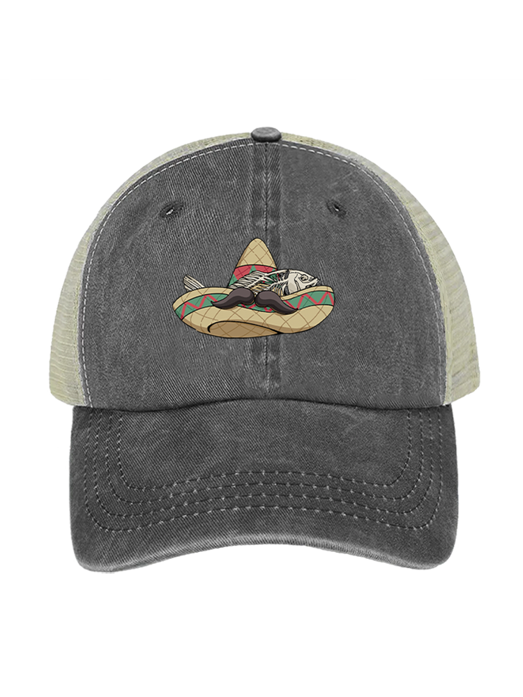 Red Snapper Fiesta Unisex Vintage Washed Meshback Hat