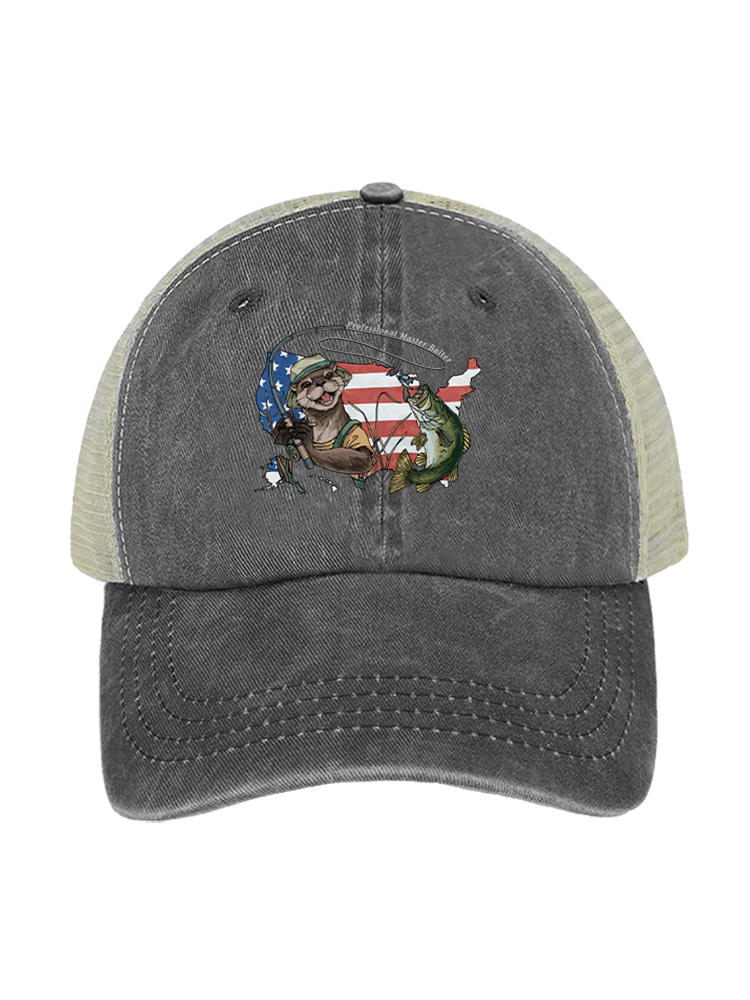 Otter vs Bass Unisex Vintage Washed Meshback Hat
