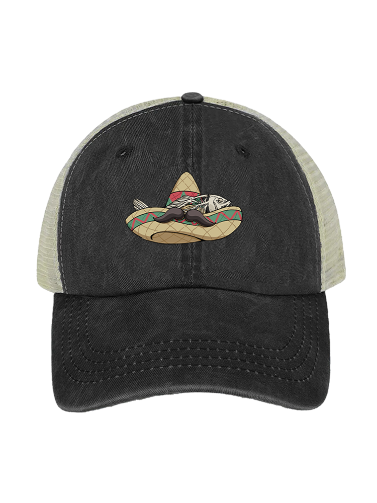 Red Snapper Fiesta Unisex Vintage Washed Meshback Hat