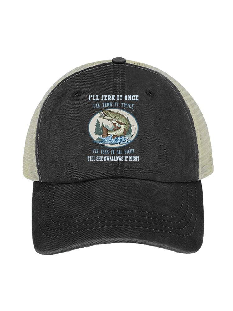 Muskie Madness Jerk and Reel Unisex Vintage Washed Meshback Hat